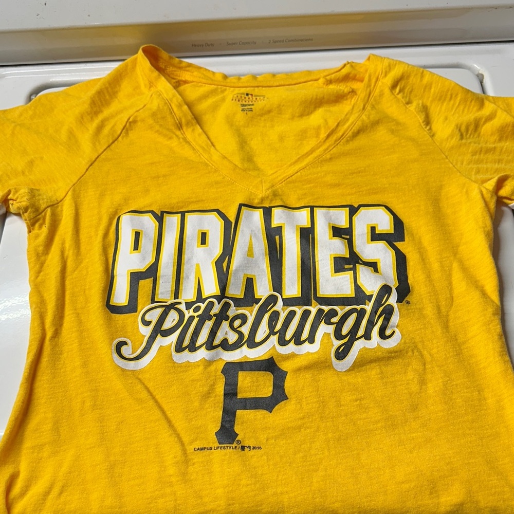 Pirates Baseball Yellow V Neck Tee
